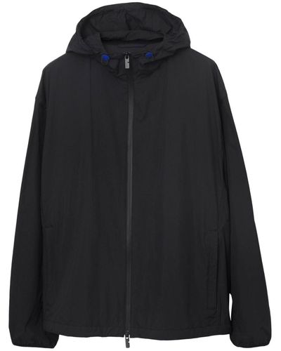 Burberry Ekd-Embroidered Hooded Lightweight Jacket - Black