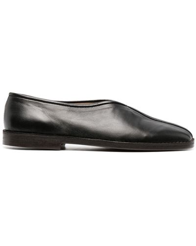 Lemaire 20Mm Square-Toe Piped Leather Loafers - Grey