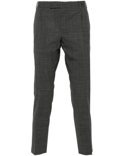 PT Torino Check-Pattern Trousers - Grey