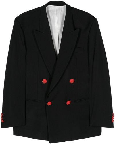 Canaku Double-Breasted Crepe Blazer - Black