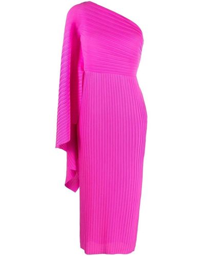 Solace London Ribbed One-Shoulder Dress - Pink