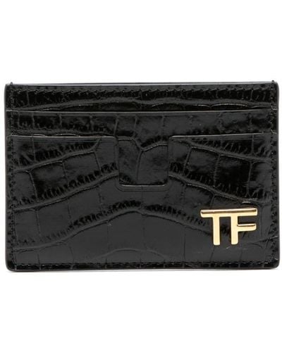 Tom Ford Logo-Plaque Leather Cardholder - Black