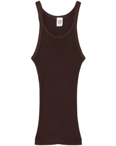 RE/DONE Ribbed Cotton Tank Top - Brown