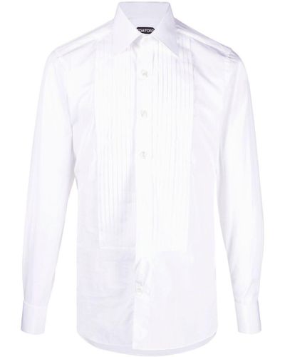 Tom Ford Pintuck Long-Sleeve Shirt - White