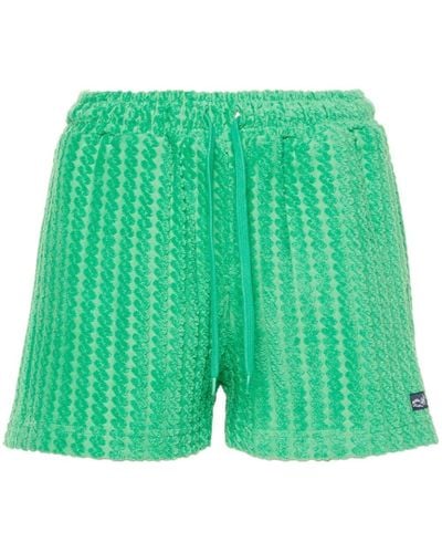 Maison Labiche Terry-Cloth-Pattern Jersey Shorts - Green