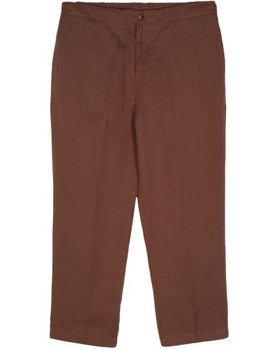 Costumein Pressed-Crease Tapered Trousers - Brown