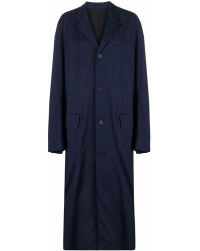 Balenciaga Single-Breasted Oversized Coat - Blue