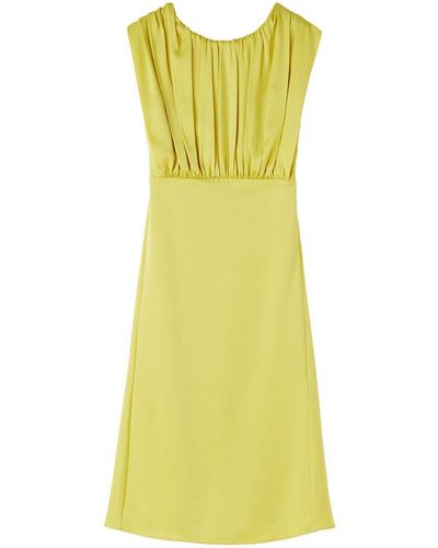 Jil Sander Gathered Sleeveless Midi Dress - Yellow