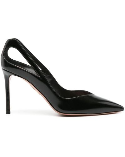 Aquazzura Sheeva 85mm Leather Court Shoes - Black
