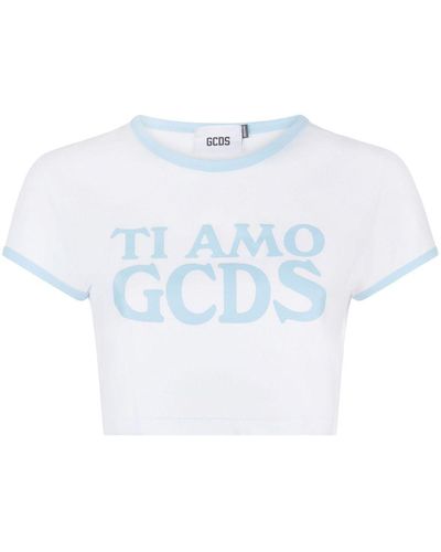 Gcds Ti Amo Cropped T-Shirt - Blue