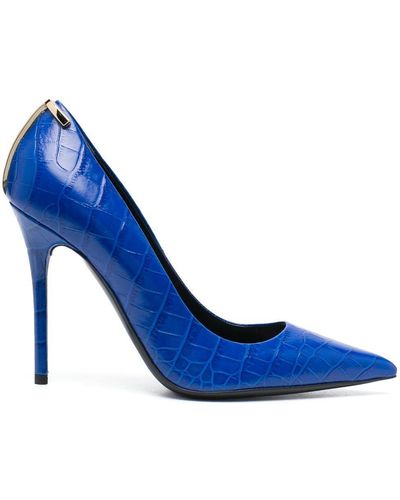 Tom Ford Croc-Embossed Leather Court Shoes - Blue