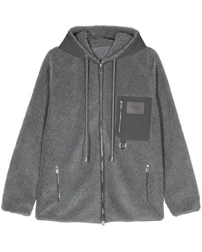 Fendi Logo-Appliqué Fleece Jacket - Grey