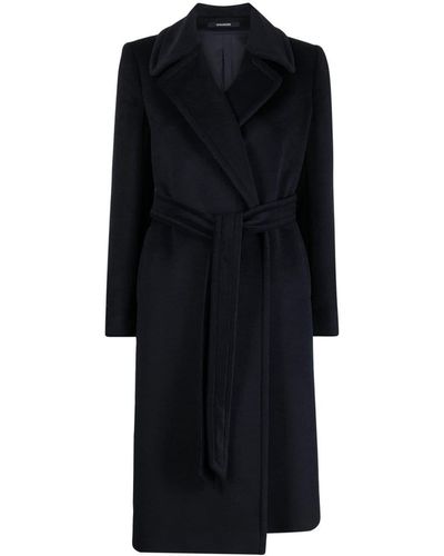 Tagliatore Virgin-Wool Blend Belted Coat - Black
