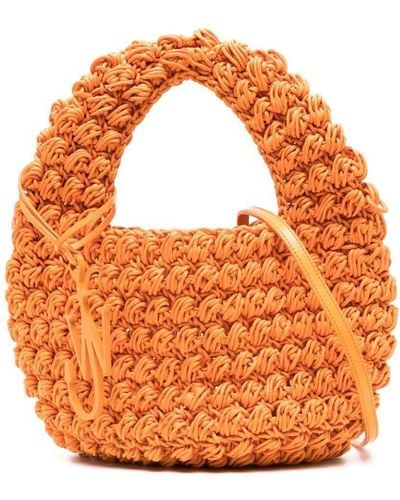 JW Anderson Popcorn Basket Tote Bag - Unisex - Cotton/calfskin/polyurethane - Orange