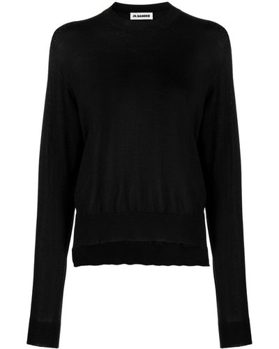 Jil Sander Ribbed Crew Neck Jumper - Black