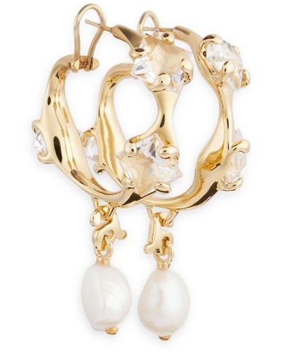 Ami Paris Crystal-Embellished Hoop Earrings - White