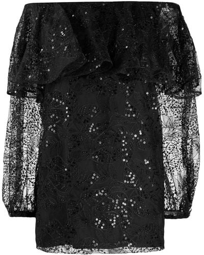 ROTATE BIRGER CHRISTENSEN Number 30 Embellished Off-the-shoulder Mini Dress - Black