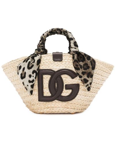 Dolce & Gabbana Kendra Logo-Patch Tote Bag - Natural