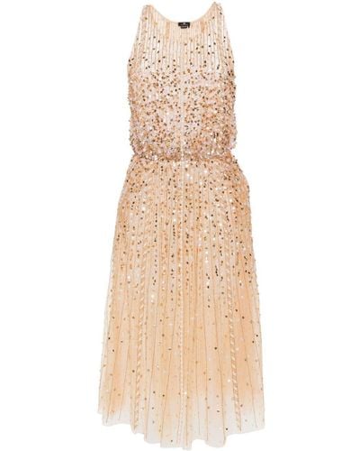 Elisabetta Franchi Sequin-Embellished Midi Dress - Natural