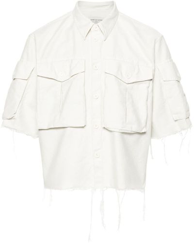 Dries Van Noten Frayed-Detail Cotton Shirt - White