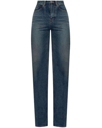 Saint Laurent High-Rise Slim-Fit Jeans - Blue