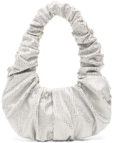 GIUSEPPE DI MORABITO Crystal-Embellished Ruched Tote Bag - White