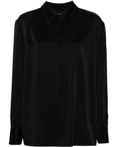 Jil Sander Pointed-Collar Satin Shirt - Black