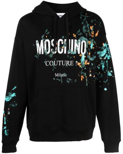 Moschino Painterly-Print Organic Cotton Hoodie - Black