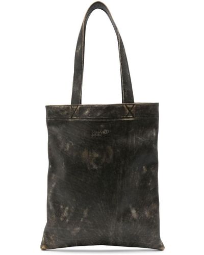 MM6 by Maison Martin Margiela Numbers-Motif Leather Tote Bag - Black