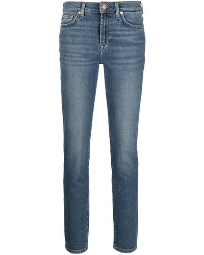 7 For All Mankind Roxanne Mid-Rise Slim-Cut Jeans - Blue