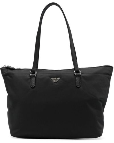 Emporio Armani Logo Nylon Tote Bag - Black