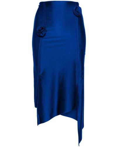 Coperni Floral-Appliqué Asymmetric Midi Skirt - Blue
