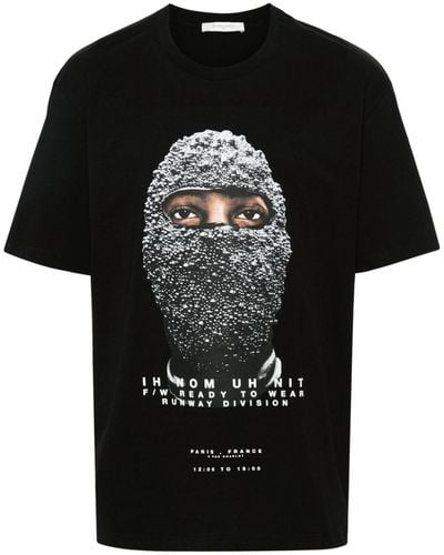 ih nom uh nit Face-Print Cotton T-Shirt - Black