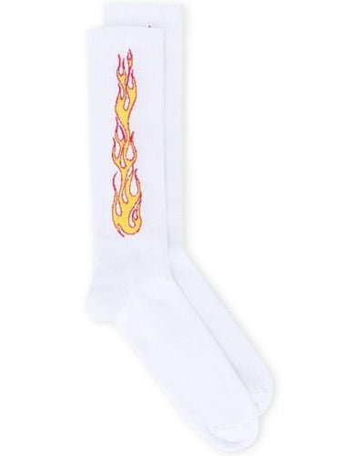 Palm Angels Patterned Intarsia-knit Socks - White