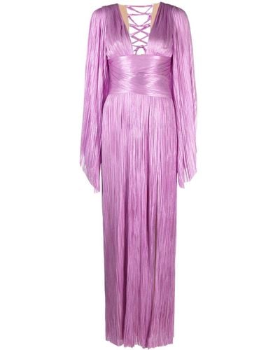 Maria Lucia Hohan Pleated Silk Maxi Dress - Purple