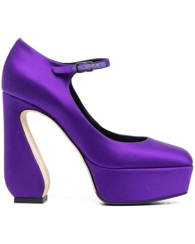 SI ROSSI Platform 130mm Mary Jane Court Shoes - Purple