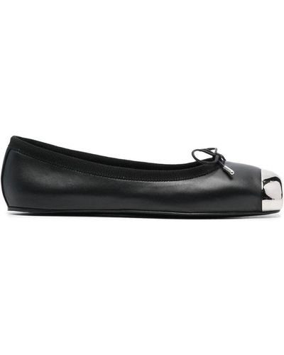 Alexander McQueen Metal-Toecap Leather Ballerina Shoes - Black