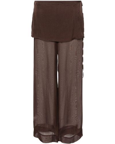 Paloma Wool Archive Wide-Leg Silk Pants - Brown