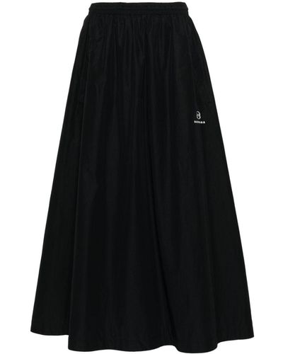Balenciaga Logo-Embroidered Maxi Skirt - Black