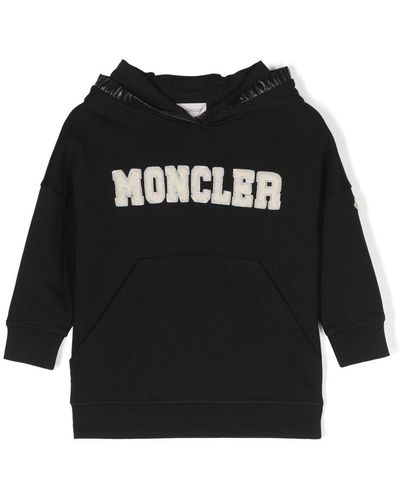 Moncler Logo-Print Cotton Sweatshirt Dress - Black