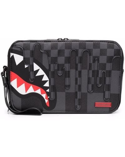 Sprayground Shark Checkerboard Wash Bag - Black