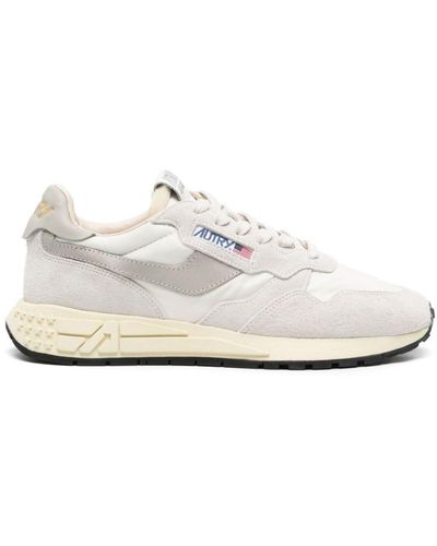 Autry Reelwind Low Sneakers In White Nylon And Suede