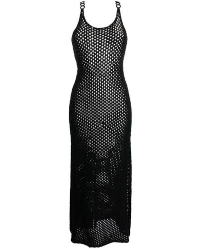 Chloé Open-Knit Midi Dress - Black