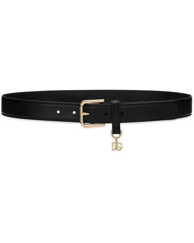 Dolce & Gabbana Dg-Charm Leather Belt - Black