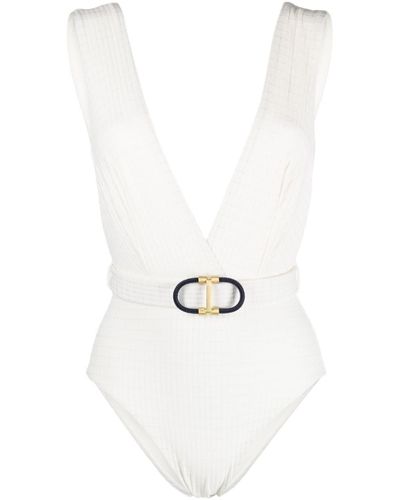 Zimmermann Alight Belted Swimsuit - White