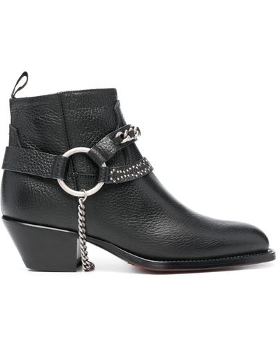 Sonora Boots 50Mm Chain-Embellished Leather Boots - Black