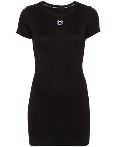 Marine Serre Logo Organic Cotton Mini Dress - Black