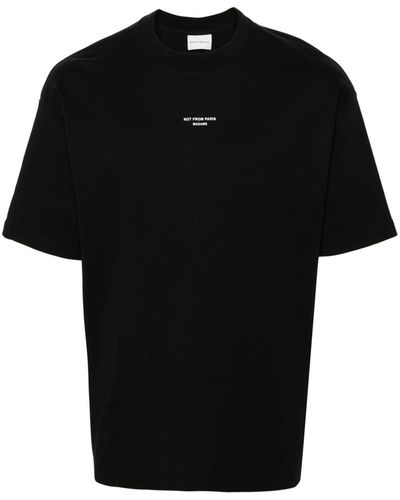 Drole de Monsieur Slogan-Print Cotton T-Shirt - Black