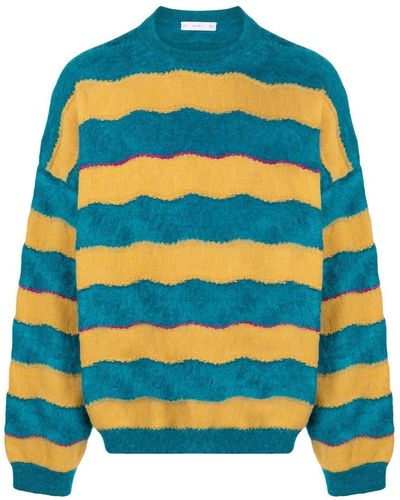 Avril 8790 x Formichetti Drop-Shoulder Striped Sweatshirt - Blue