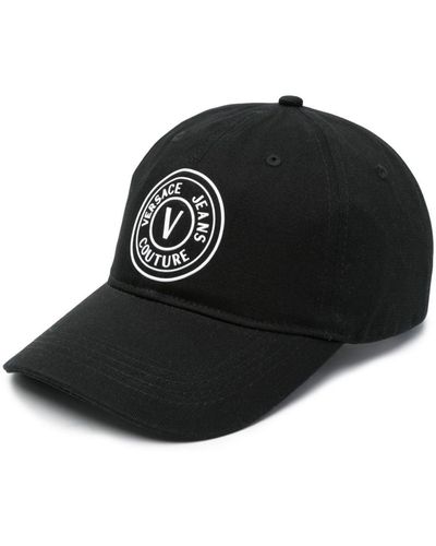 Versace Jeans Couture Rubberised-Logo Cotton Cap - Black